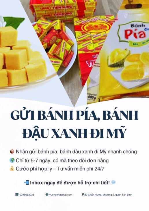 Gửi bánh pía, bánh đậu xanh đi Mỹ nhanh chóng