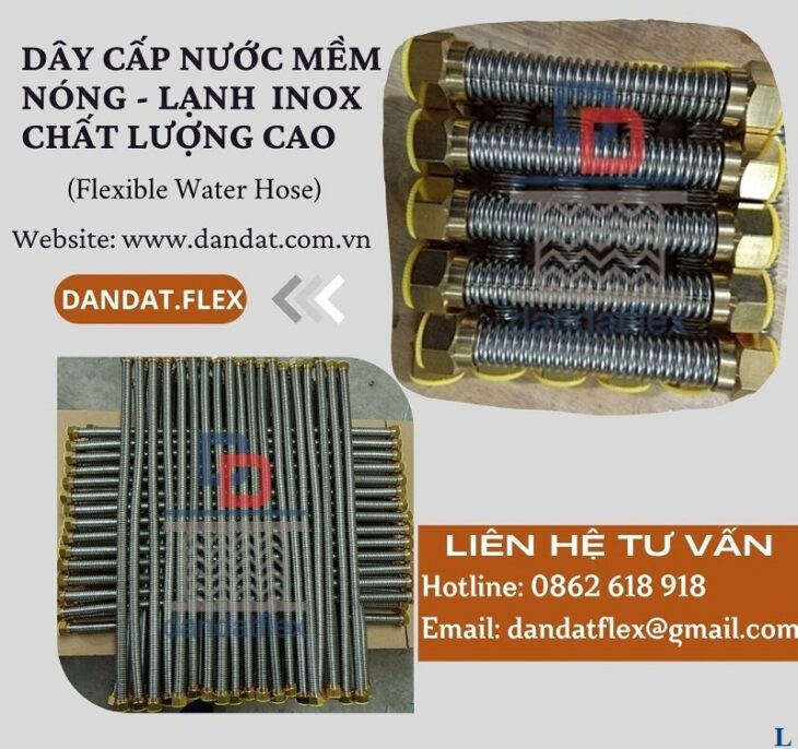 Dây cấp nước nóng lạnh, Dây dẫn nước inox, Ống mềm cấp nước inox phi 21, Dây cấp nước inox 304