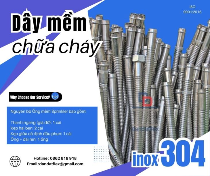 Ống nối mềm cứu hỏa, ống mềm kết nối đầu phun sprinkler, dây mềm sprinkler PCCC, ống nối đầu phun