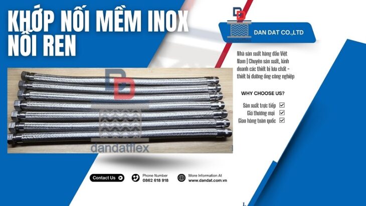 Khớp nối mềm chống rung, Khớp nối ren công nghiệp, Ống nối mềm inox chịu nhiệt cao, khop noi mem