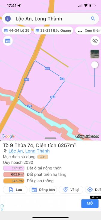 Cần bán 1000m2 đất Lộc An sân bay Long Thành . mua khi thị trường dang tỉnh ,bán khi thị trường nóng