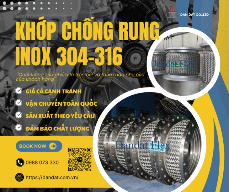 Khớp Chống Rung Inox 304 – Inox 316, Khớp nối giảm rung inox 304, Khớp chống rung kim loại