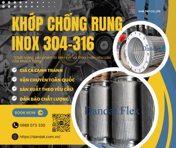 Khớp Chống Rung Inox 304 – Inox 316, Khớp nối giảm rung inox 304, Khớp chống rung kim loại