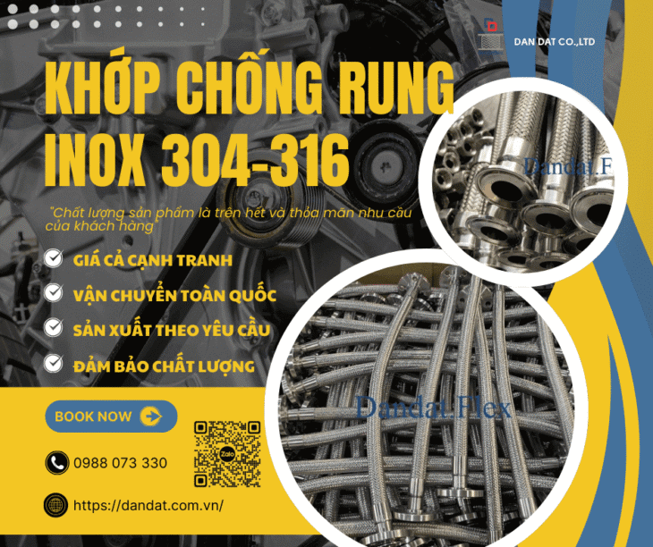 Khớp Chống Rung Inox 304 – Inox 316, Khớp nối giảm rung inox 304, Khớp chống rung kim loại