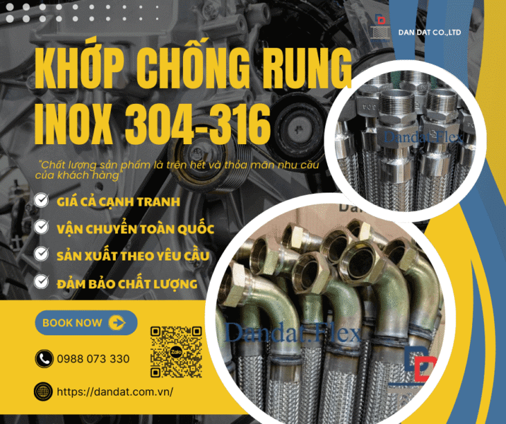 Khớp Chống Rung Inox 304 – Inox 316, Khớp nối giảm rung inox 304, Khớp chống rung kim loại