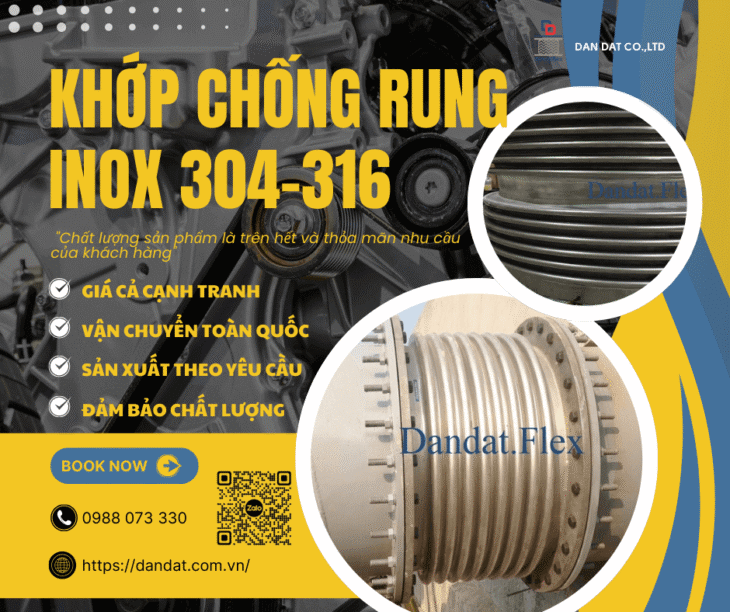 Khớp Chống Rung Inox 304 – Inox 316, Khớp nối giảm rung inox 304, Khớp chống rung kim loại