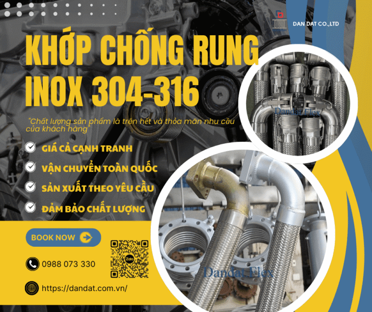 Khớp Chống Rung Inox 304 – Inox 316, Khớp nối giảm rung inox 304, Khớp chống rung kim loại