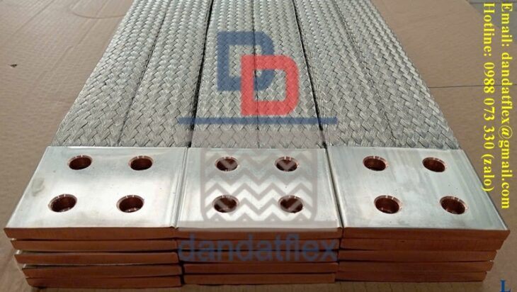 Khớp nối đồng mềm, Dây đồng bện mạ thiếc bấm 2 đầu cốt,Thanh cái đồng mềm máy biến áp, Dây tiếp địa