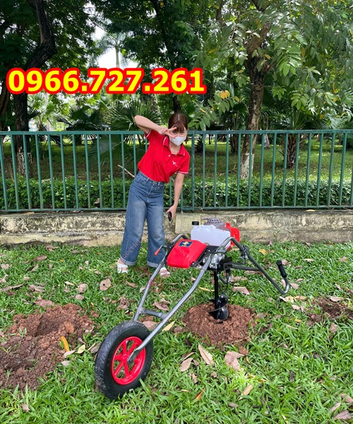 Máy khoan đất khoan lỗ trồng cây có khung xe đẩy Mitsubishi TB43