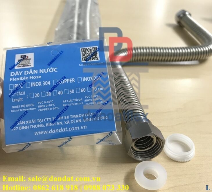 Ống cấp nước nóng lạnh 1/2″, Dây dẫn nước inox, Dây cấp nước inox 304 chịu nhiệt chịu áp, Khớp nối