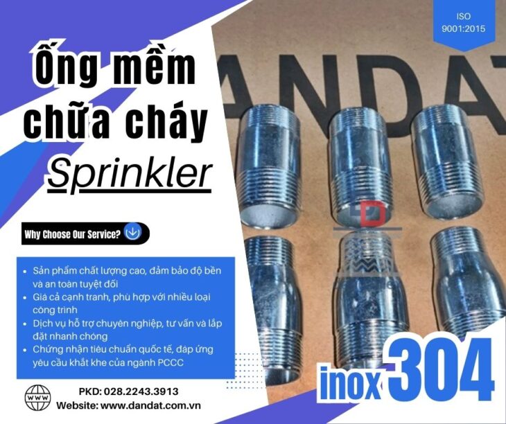 Ống nối mềm cứu hỏa, ống mềm kết nối đầu phun sprinkler, dây mềm sprinkler PCCC, ống nối đầu phun