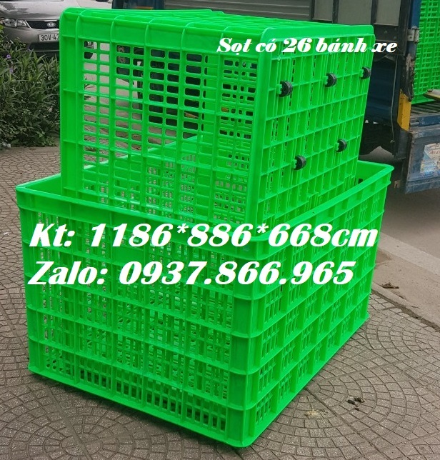 Sọt nhựa đẩy hàng trong phân xưởng, sọt nhựa, sọt kéo hàng, sọt có 26 bánh xe tại hà