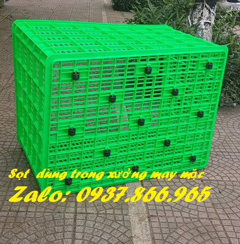Sọt nhựa đẩy hàng trong phân xưởng, sọt nhựa, sọt kéo hàng, sọt có 26 bánh xe tại hà