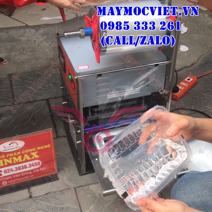 Máy dán hộp thực phẩm vuông bán tự động dùng cho hộp thực phẩm sống, chín, đông lạnh