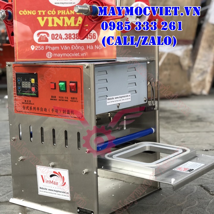 Máy dán hộp thực phẩm vuông bán tự động dùng cho hộp thực phẩm sống, chín, đông lạnh