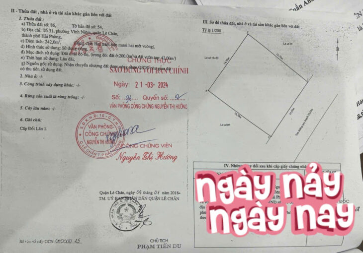 Đất mặt đường ngã 4 Bùi Viện -Võ Nguyên Giáp, 242m, ngang 14.5m, Vỉa hè 5m, Giá 72 tr/m,