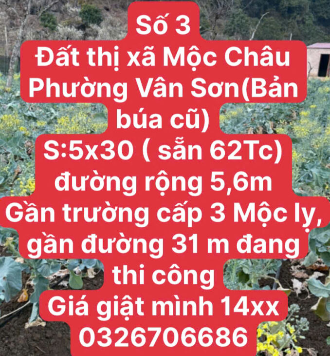 ĐẤT NỀN MỘC CHÂU GIÁ ĐẦU TƯ