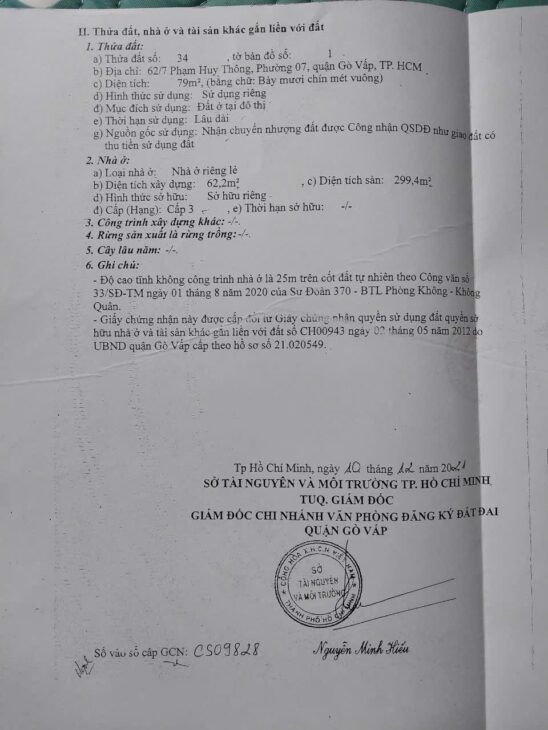 Chính chủ Bán Nhà 1 trệt,lửng 3 lầu 62/7 Phạm Huy Thông, p7, Gò Vấp, tpHcm