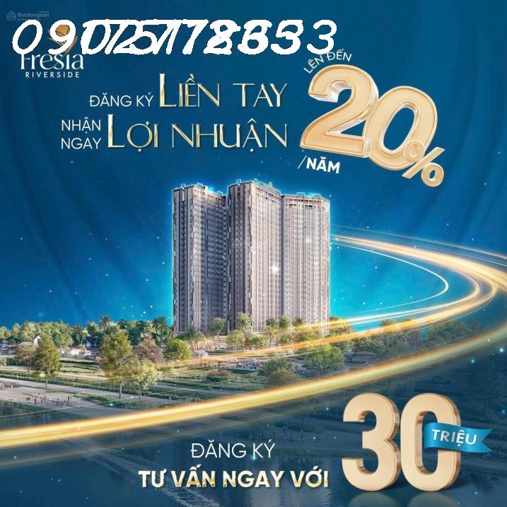 Đầu tư đợt 1 căn hộ view sông Fresia Riverside, booking 0 đồng, HTLS 18 tháng, TT 2%/ đợt