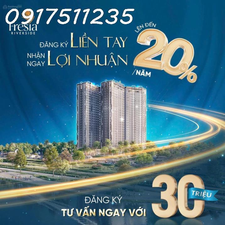 Đầu tư đợt 1 căn hộ view sông Fresia Riverside, booking 0 đồng, HTLS 18 tháng, TT 2%/ đợt