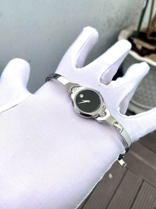 Đồng Hồ Movado Nữ ( kiểu Lắc Tay ) ĐÍnh Kim Cương – mặt đen // Sale giá Rẻ