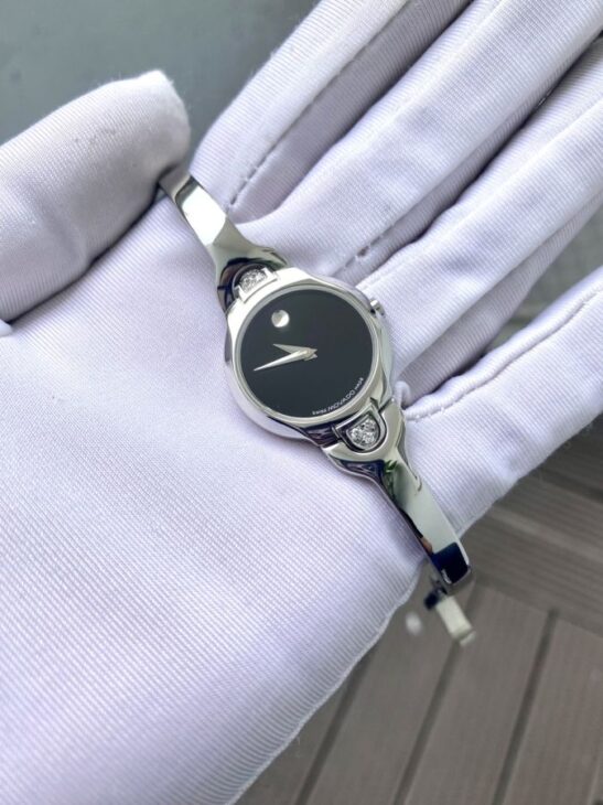 Đồng Hồ Movado Nữ ( kiểu Lắc Tay ) ĐÍnh Kim Cương – mặt đen // Sale giá Rẻ