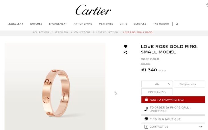 Nhẫn Nữ CARTIER Love Ring Rose Gold 18k, size 46 – Chính Hãng – Fullbox…