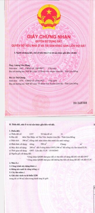 BÁN NHÀ ĐẤT 2 MẶT TIỀN – TÂN HIỆP, XÃ TÂN VĂN, LÂM HÀ, LÂM ĐỒNG LH: 0914791237