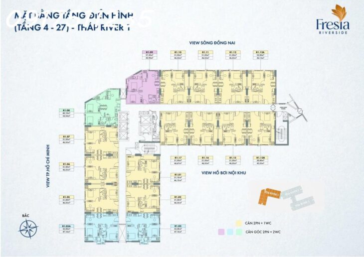 booking sớm dự án căn hộ Fresia Riverside, 1,56 tỷ căn 2PN