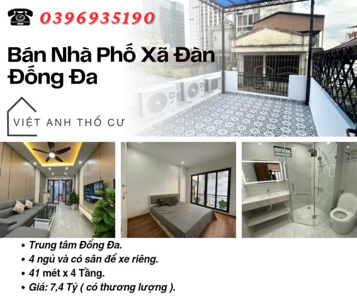 Bán nhà Xã Đàn_Bốn Phòng Ngủ_Có Sân Để Xe_41mx4T_Giá: 7.4 Tỷ_Lh: 0396935190.