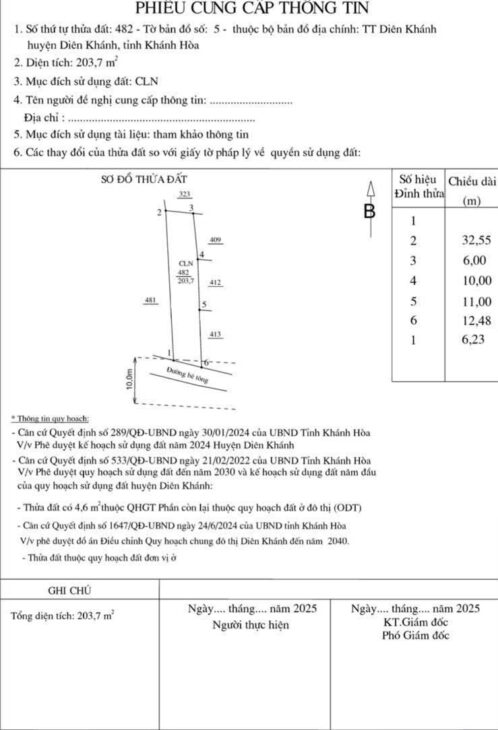 Chủ cần bán lô đất trung tâm TT Diên Khánh_LH 0982273122
