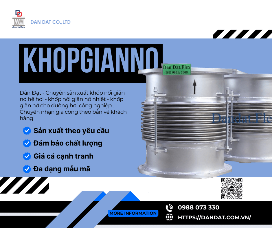 Khớp Nối Giãn Nở Nhiệt Inox – Khớp giãn nở inox nối bích, Khớp co giãn bằng vải