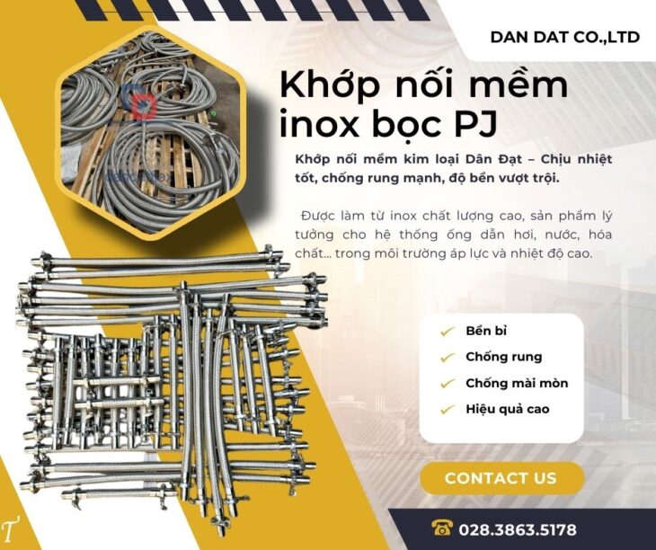 Khớp nối mềm nối bích chịu nhiệt, khớp nối kim loại nối ren, khớp nối mềm nối bích 316, khopnoimem