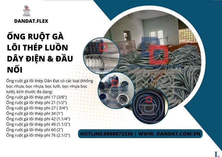 Cung cấp ống ruột gà lõi thép luồn dây cáp điện, ống luồn dây điện bọc nhựa, ruột gà lõi thép DN20