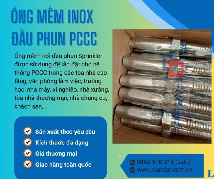 Ống mềm nối đầu phun chữa cháy, Khớp nối mềm Sprinkler, Ống mềm chữa cháy DN25, Ống mềm PCCC