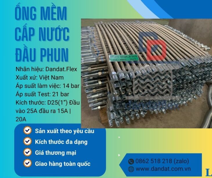 Ống mềm nối đầu phun chữa cháy, Khớp nối mềm Sprinkler, Ống mềm chữa cháy DN25, Ống mềm PCCC