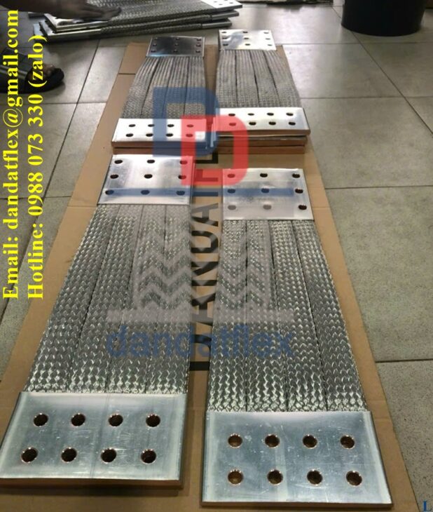 Dây tiếp địa máng cáp, Dây đồng bện mạ thiếc, Dây đồng mềm thang máng cáp tủ điện bấm cosse