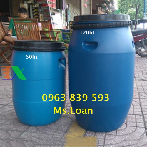 Thùng loại 50kg – thùng phi 50lit đai nhựa – thùng hóa chất 50L mới / 0963 839 593