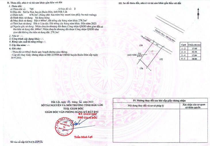 Đất 400 m2 thổ cư, 17m Mặt tiền Tỉnh lộ 1 – Huyện Buôn Đôn – Đăk Lăk, giá chỉ 170 tr/m