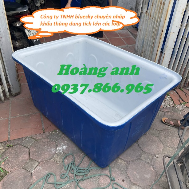 Thùng nhựa dung tích 500l có 2 lớp, thùng dung tích lớn, thùng nhựa vuông 2 lớp