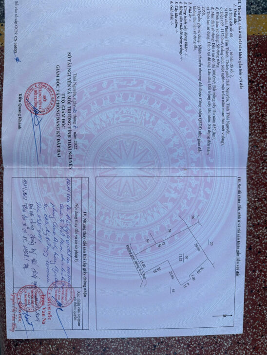 Chị họ cần tiền bán lỗ đất đẹp 1152m tại Tân Thành, Thái Nguyên