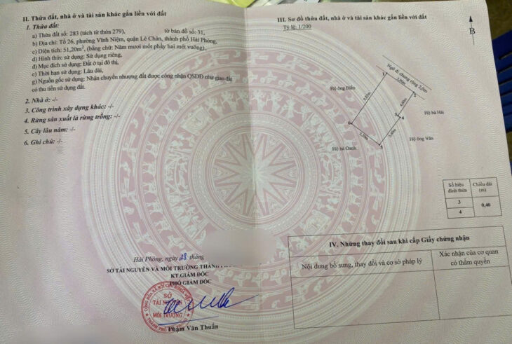 Bán nhà ngõ 588 Thiên Lôi, 51m 3 tầng, Giá 3.45 tỉ, gần Cấp 2 Vĩnh Niệm