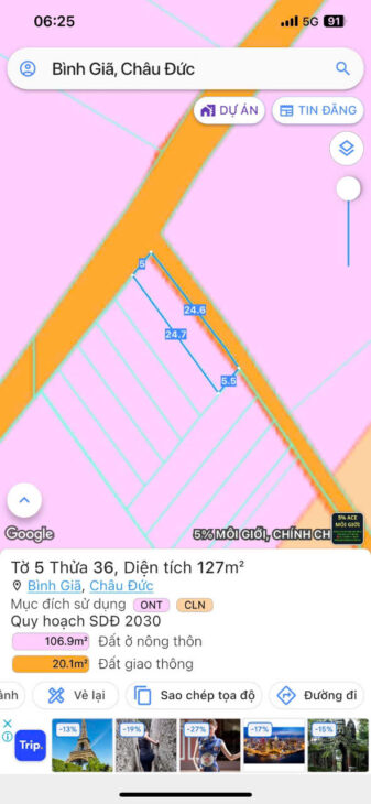 Chỉ 650tr sở hữu ngay lô góc 2 mặt tiền bình giã khu dân cư