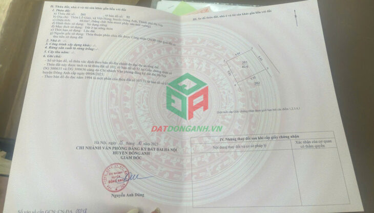 BÁN ĐẤT 40.6M2 LỖ GIAO VIỆT HÙNG ĐÔNG ANH – ĐÓN SÓNG VIN VÀ DỰ ÁN SVĐ QUỐC GIA