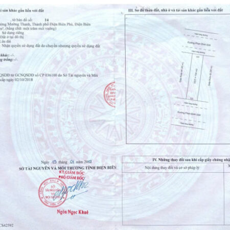 CHÍNH CHỦ BÁN NHÀ MẶT ĐƯỜNG 100m2 PHAN ĐÌNH GIÓT PHƯỜNG MƯỜNG THANH TP ĐIỆN BIÊN PHỦ TỈNH ĐIỆN BIÊN