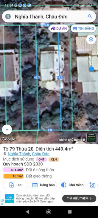 Cần bán nhà tại Đường 43, xã Nghĩa Thành, huyện Châu Đức. Khu dân cư bàn cờ