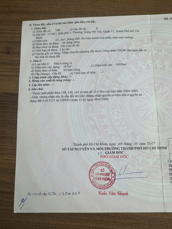 Bán nhà mặt tiền đường 3 lầu 12x26m giá 22 tỷ Đường Trung Mỹ Tây 3