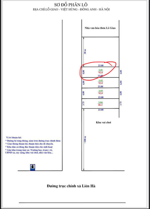 BÁN ĐẤT 92M2 LỖ GIAO VIỆT HÙNG ĐÔNG ANH – GIÁ MỀM NHẤT KHU VỰC