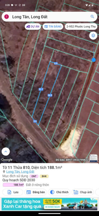 490 triệu – Đất có thổ cư gần biển Hồ Tràm