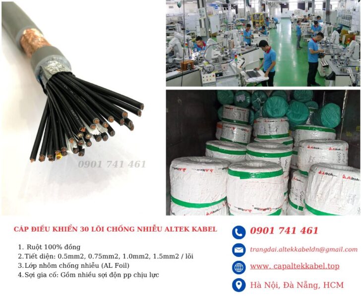 Ứng dụng thực tế cáp điều khiển 30 lõi Altek Kabel